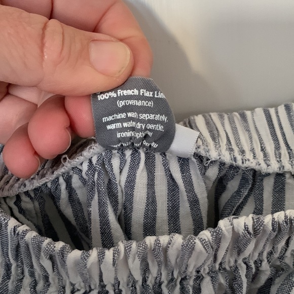 French Linen Blue and White Striped Dress - Picture 5 of 7